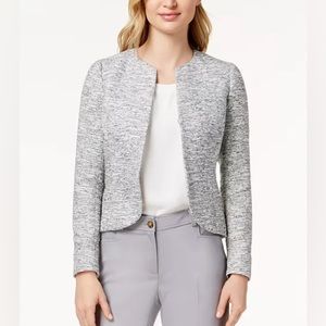 Anne Klein NWT Tweed Jacket Size 6 Collarless Hip-Length ✅